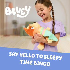 Bluey Sleepy Time Bingo plush blanket detail emphasizes soft, cozy texture.