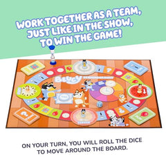 Bluey tokens scattered across the board spark tactile discovery and teamwork