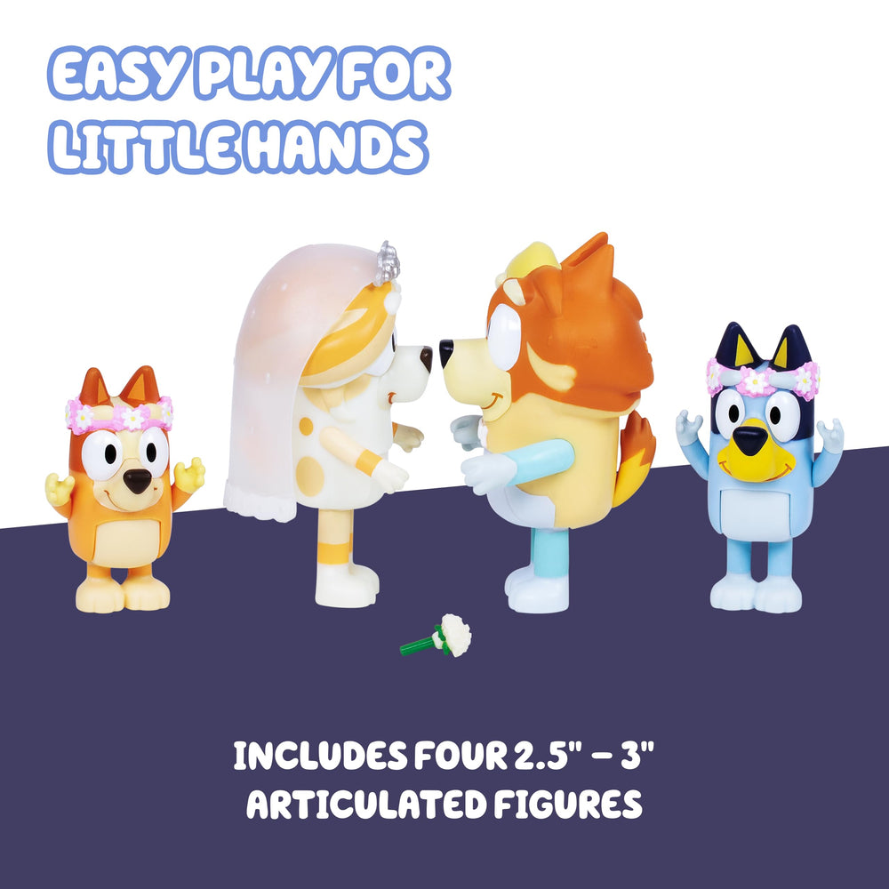 Bluey wedding figures: Articulated limbs at 2.5-inch scale for dynamic posing.