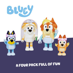 Bluey wedding figures: Frisky with veil and bouquet for storytelling.