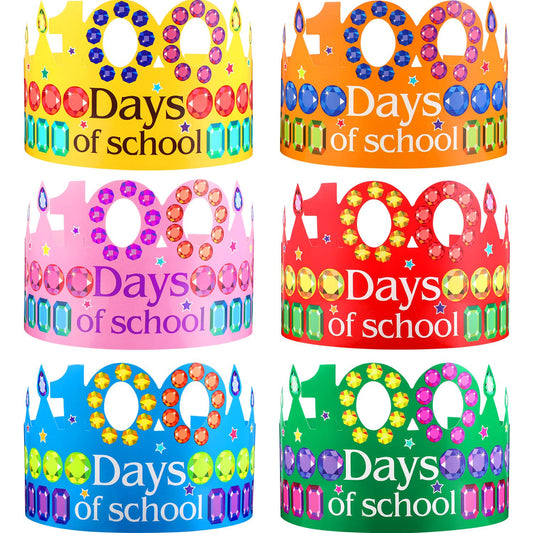 Blulu 100 Days crowns front view with rhinestones for classroom celebrations.