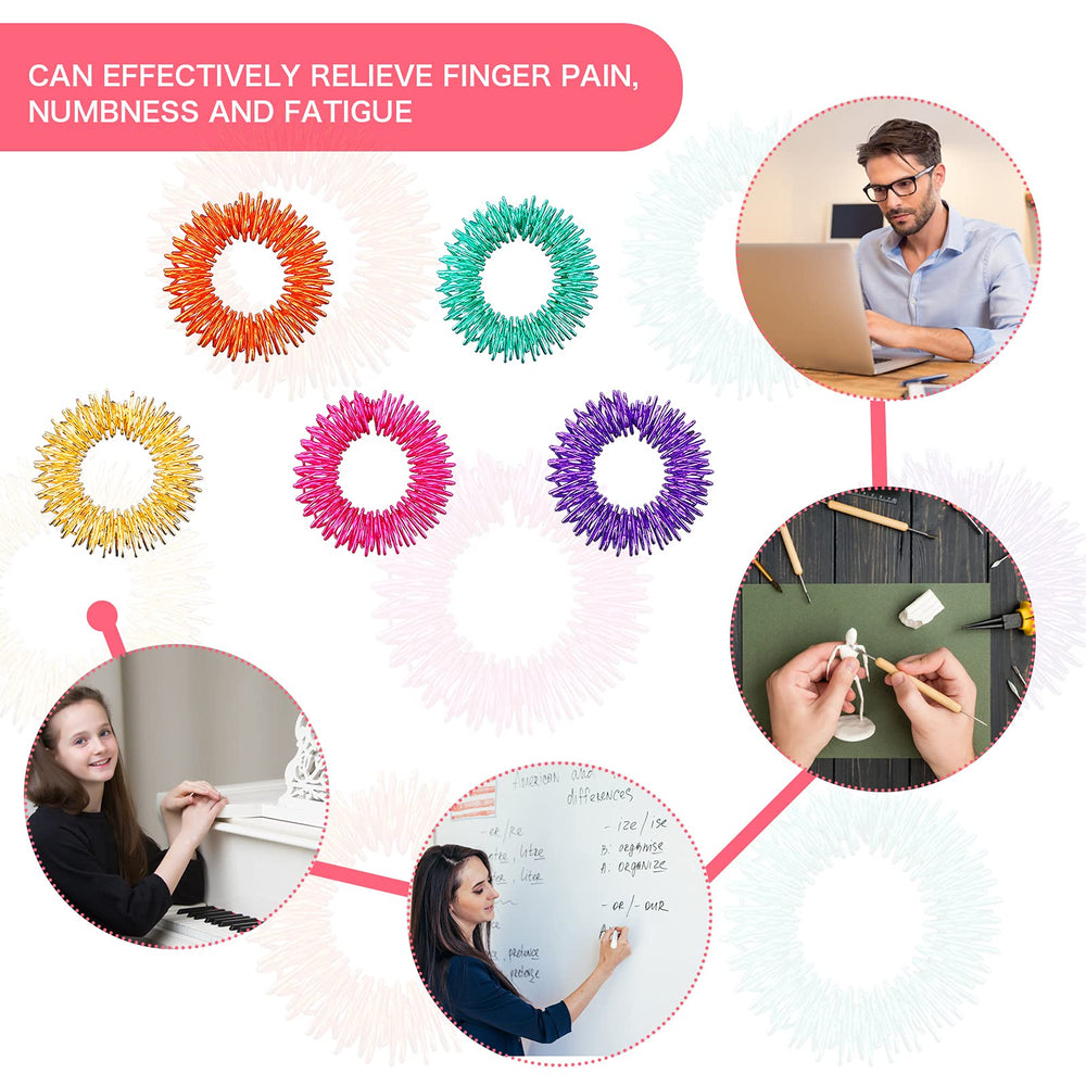 Blulu mixed colors acupressure rings set for sensory work.