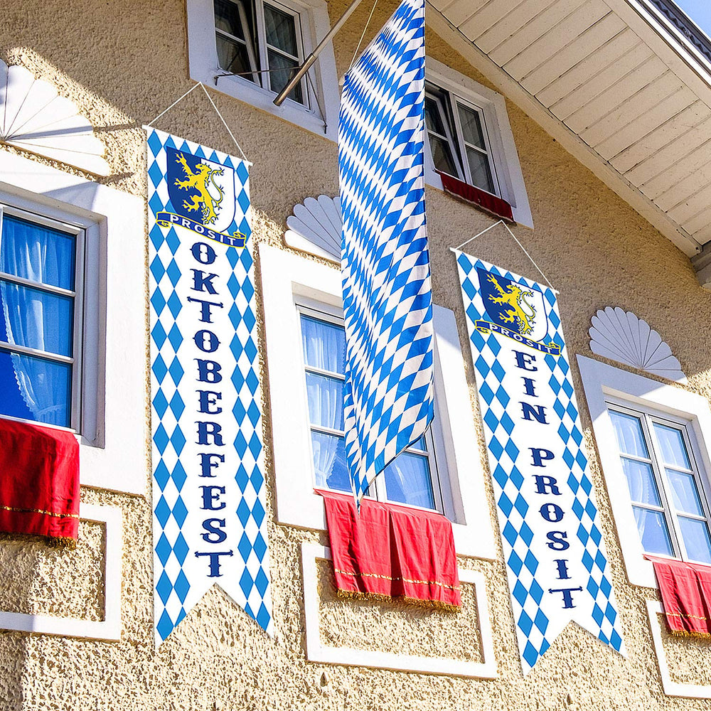 Blulu Bavarian check flag front door sign durable and easy to hang