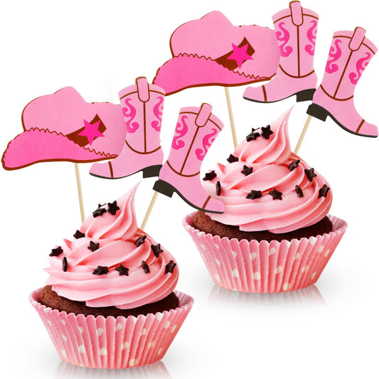Blulu cowboy hat topper pink for festive cupcakes and western themed parties