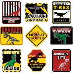 Blulu dinosaur crossing sign 1 guides kids to activities at a Jurassic party