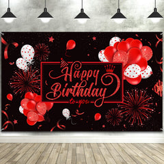 Blulu 185x110 cm backdrop banner in black red with glitter balloons enhances party photos