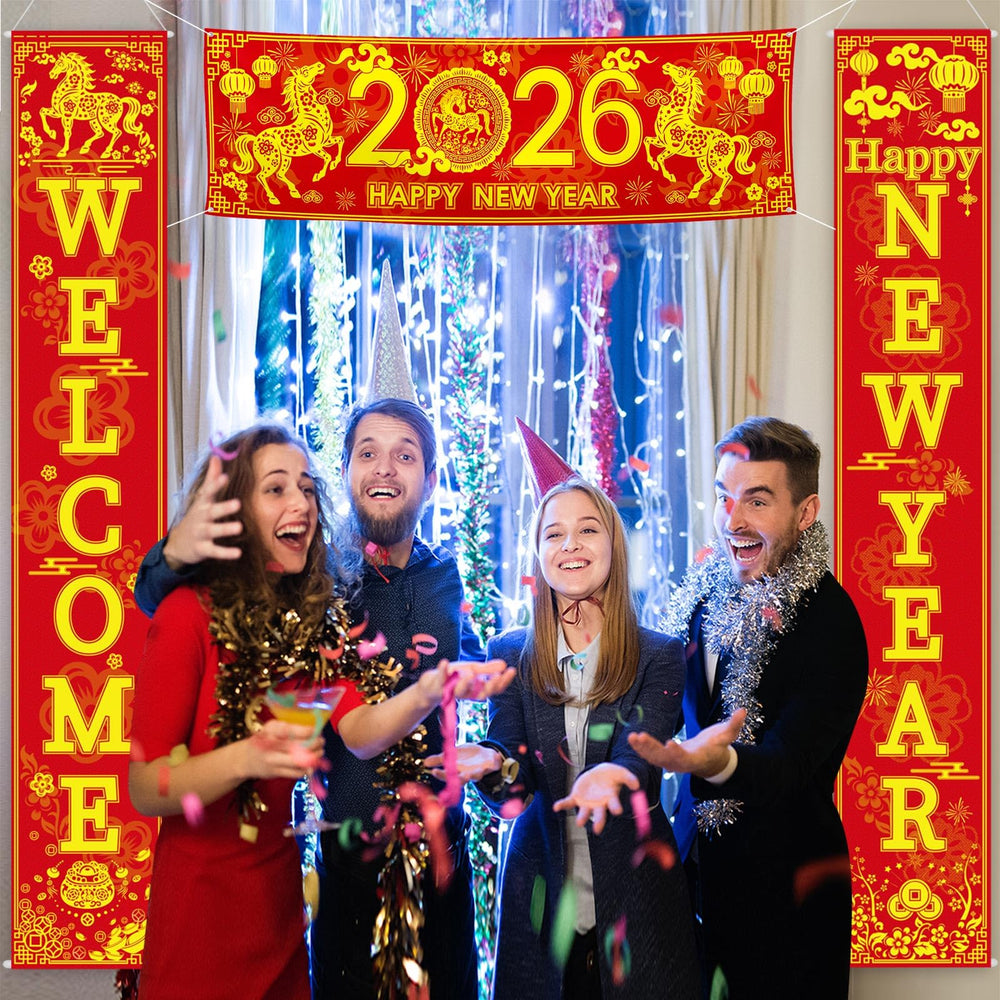 Blulu happy chinese new year banner 12x12 adds compact decorative flair