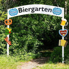 Wall display showing Blulu banner adding instant Oktoberfest ambiance to a venue.