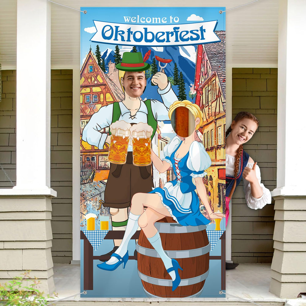 Blulu Oktoberfest photo banner 6x3 ft creates a vibrant festival backdrop for photos