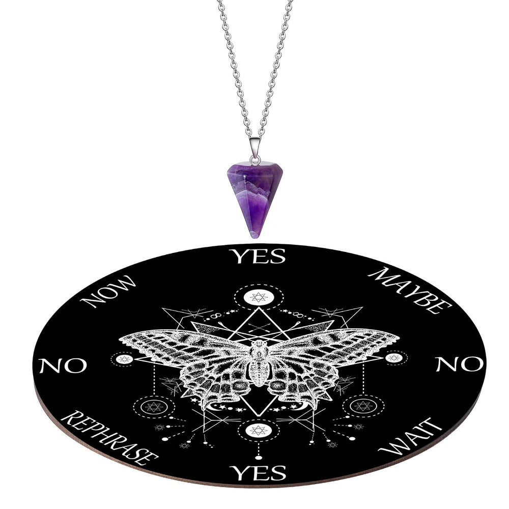 Blulu pendulum board with butterfly pattern for elegant divination practice