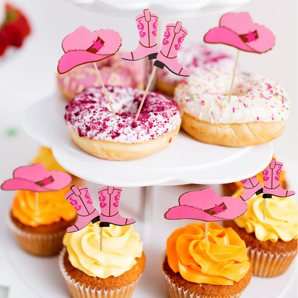 Blulu rodeo party cupcake picks pink quick decorate desserts