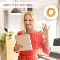Blulu spiky rings on hand indicating mindfulness during study.