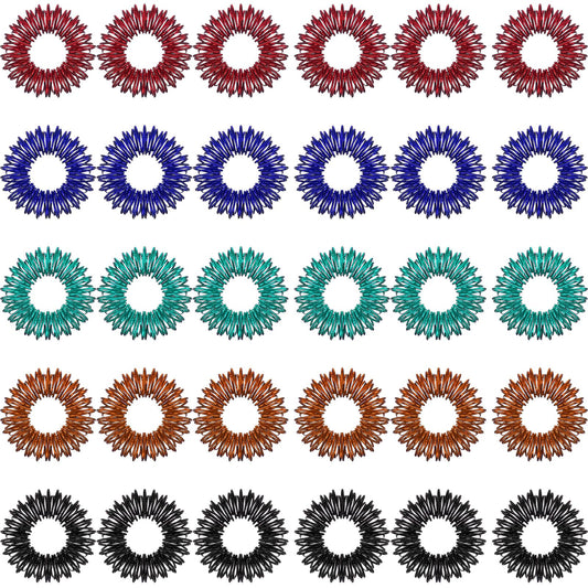 Blulu spiky sensory finger rings pack eases tension during study or work.