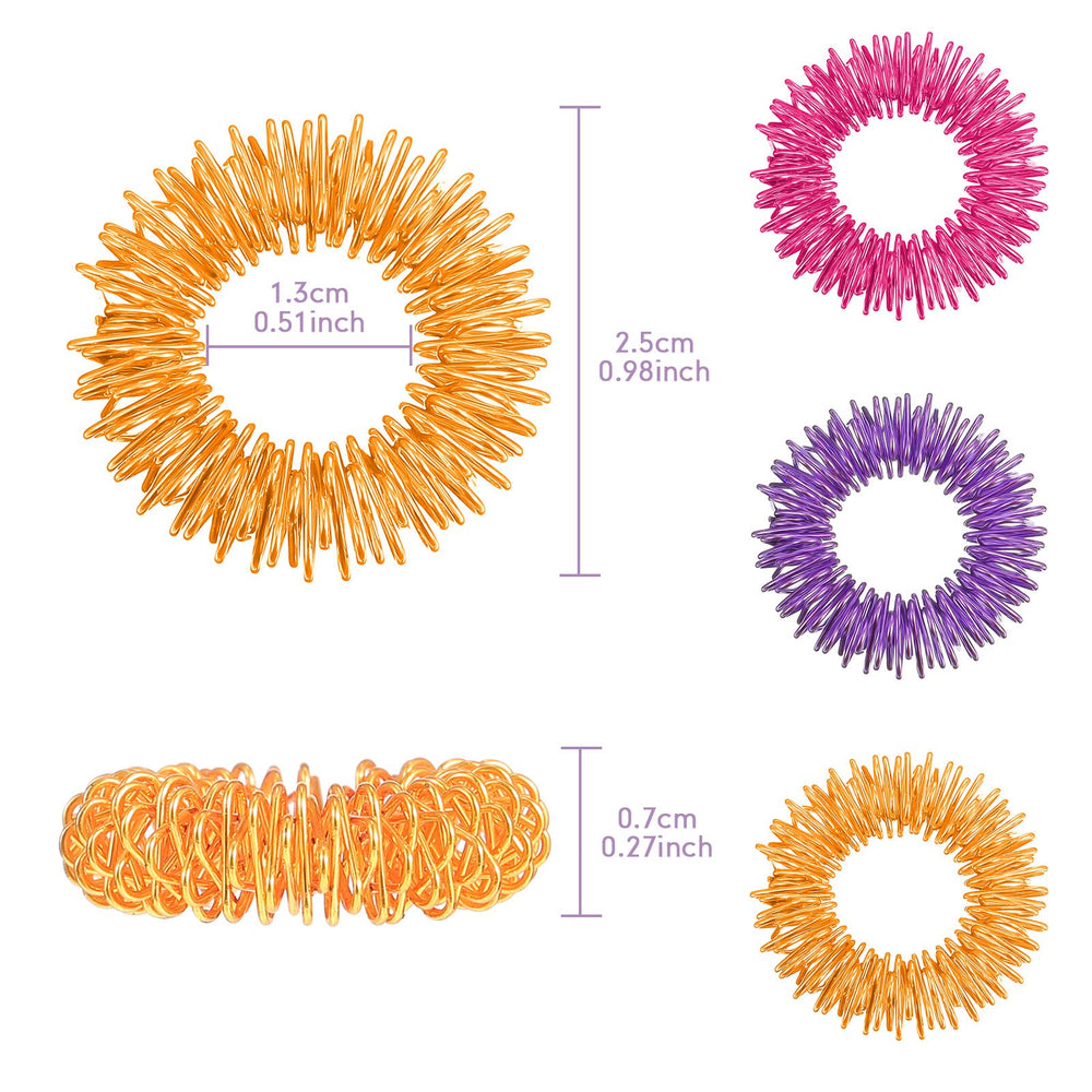 Blulu spiky sensory rings close-up, vibrant colors for fidget relaxation.