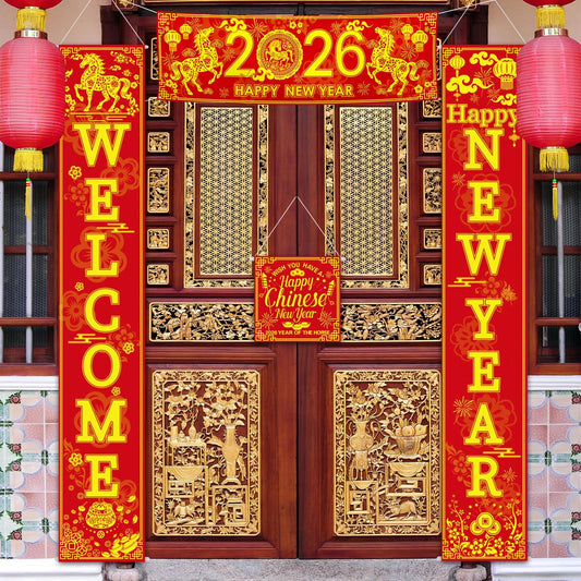 Blulu welcome banner 12x72 enhances entryway ambience for Chinese New Year celebrations
