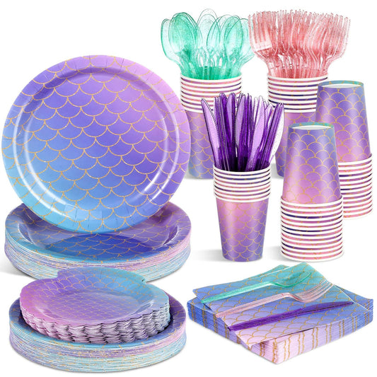 Blushtier mermaid shell 7-inch plates for sturdy serving at parties.
