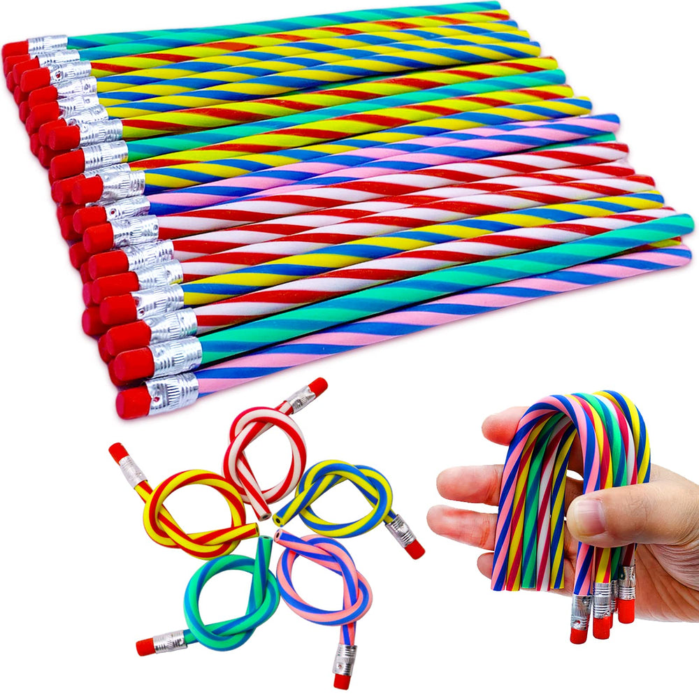 Blvochnnt rainbow-stripe pencil with eraser for classroom creativity.