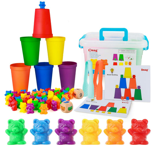 Bmag Counting Bears with sorting cups visual set supports early math and color recognition