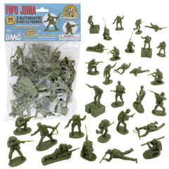 BMC Toys Iwo Jima Marines figures in olive drab for authentic display and imaginative play.