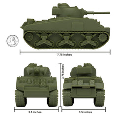 BMC Toys Sherman M4 Tank side view, compact size for action figures.