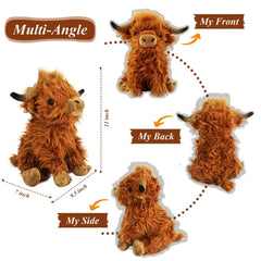 BMZRJM Highland Cow plush face detail with friendly eyes for babies.