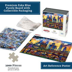 Boardwalk Puzzles Philadelphia table setup for easy at-home assembly