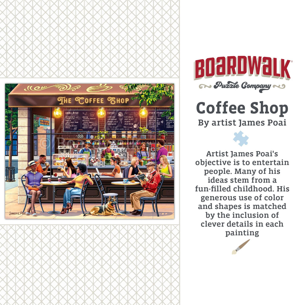 Boardwalk Puzzles Coffee Shop assembled layout shows size and detail