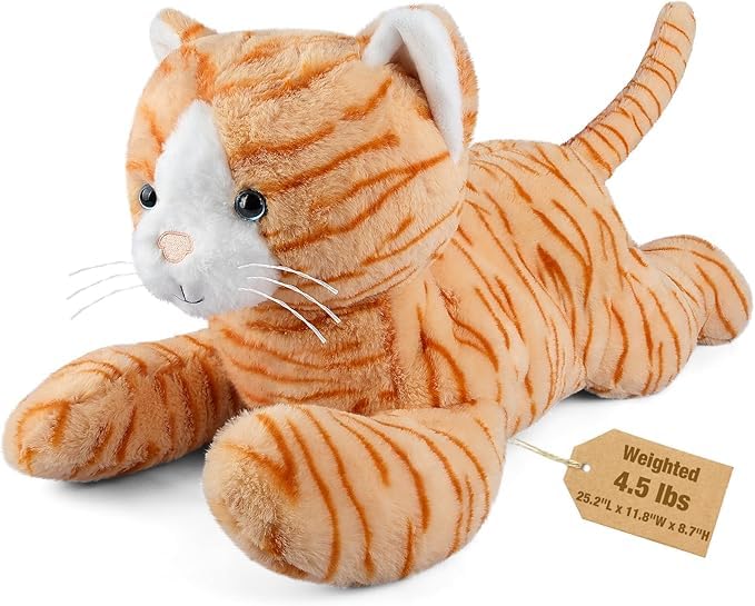 Bobbie & Laxi 25-inch cat weighted stuffed animal for comforting companionship