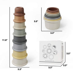 BOBXIN stacking cups serve as a safe bath toy for scooping and stacking