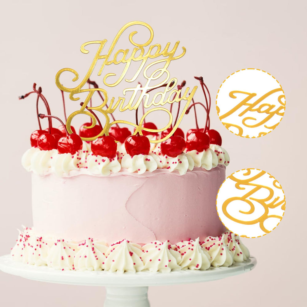 Bogigul gold mirror acrylic topper decorates cupcakes and cakes with chic shine.