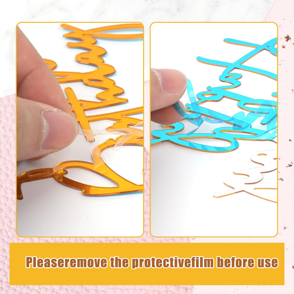 Bogigul gold mirror acrylic topper shown on a celebration cake.