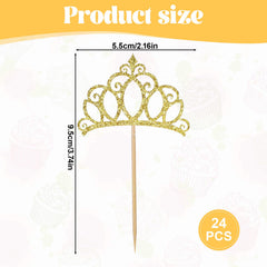 BOHUIZ glitter princess crown picks shine atop cupcakes.