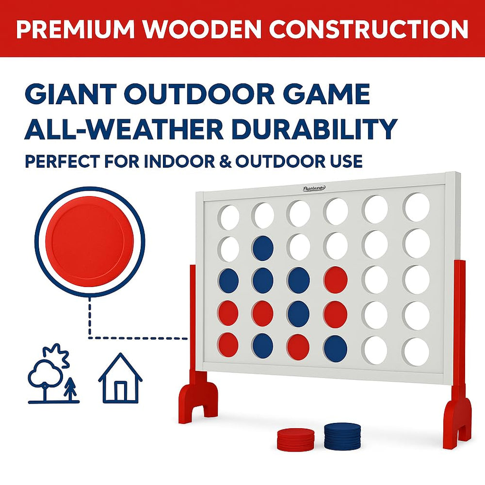 Bolaball four-in-a-row durable wood construction for lasting family fun