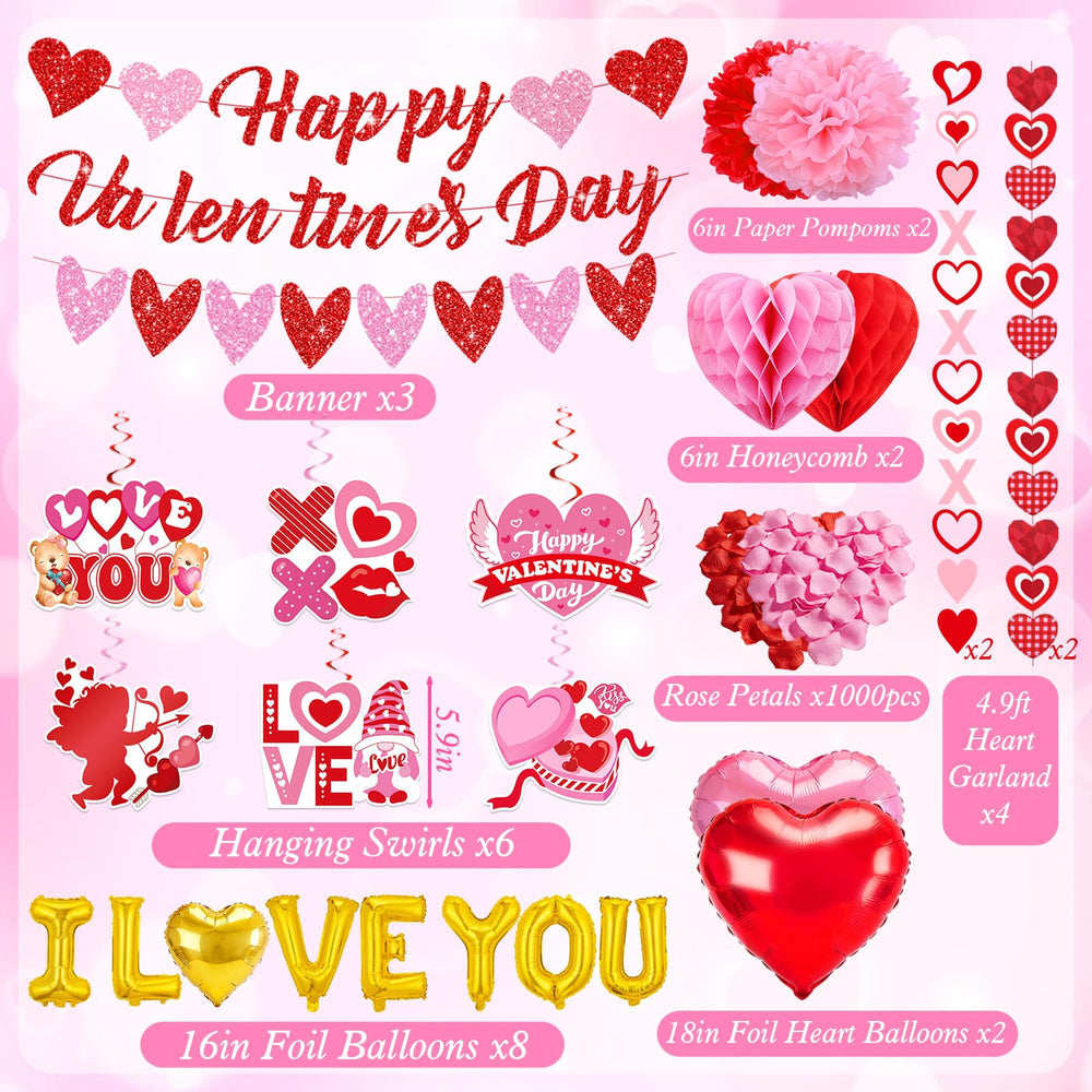 Bolake pink-red foil balloons, vibrant centerpiece for Valentine party