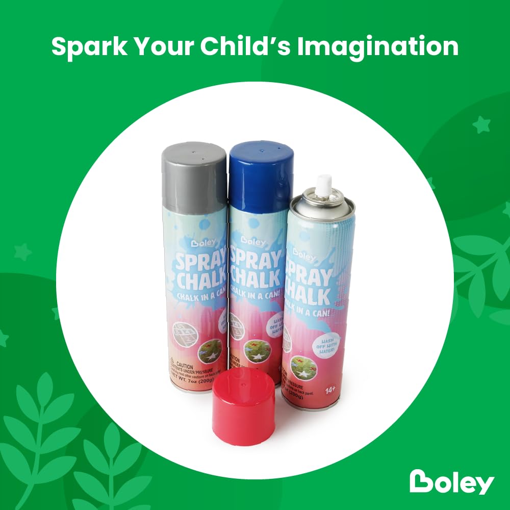 Boley spray chalk is washable and kid-friendly for outdoor fun.