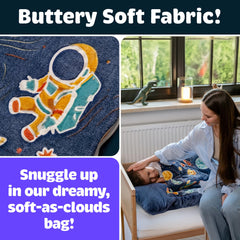 Soft interior cotton lining of Bollepo space sleeping bag for comfort.