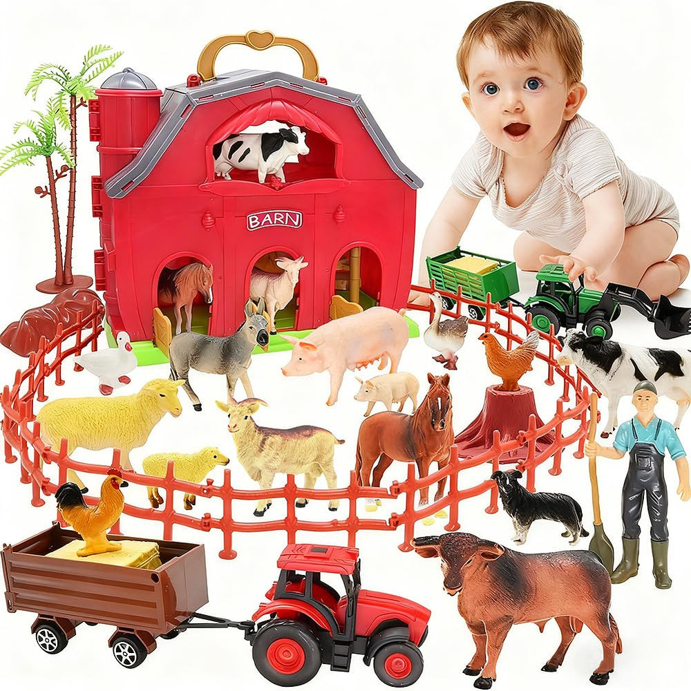 BOLZRA big red barn toy front view for imaginative farm play
