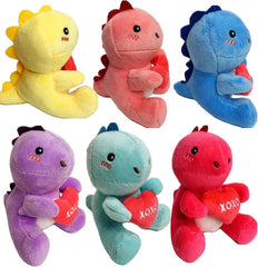 BOMBPARK dinosaur plush 6pc set, front view, soft and kid-friendly for hugs.