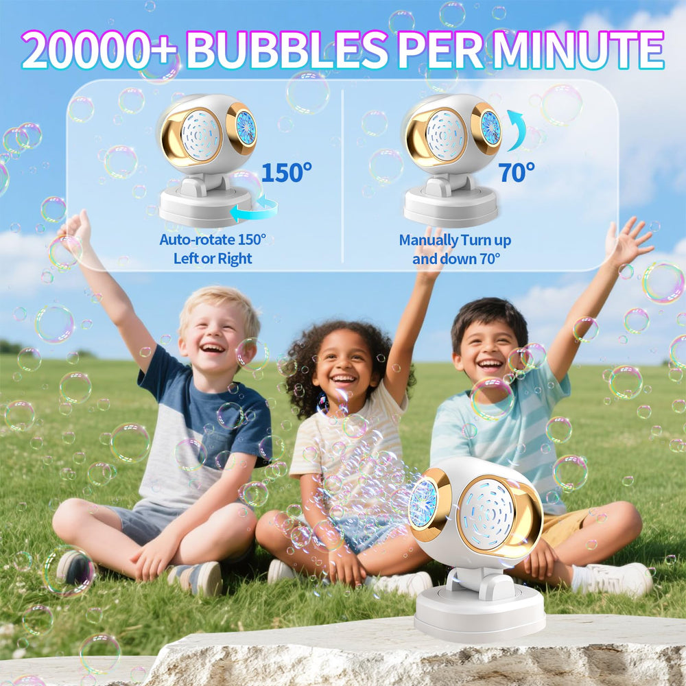 BOMOCO Bubble Machine rotates 150 degrees for wide bubble coverage