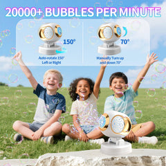 BOMOCO Bubble Machine rotates 150 degrees for wide bubble coverage