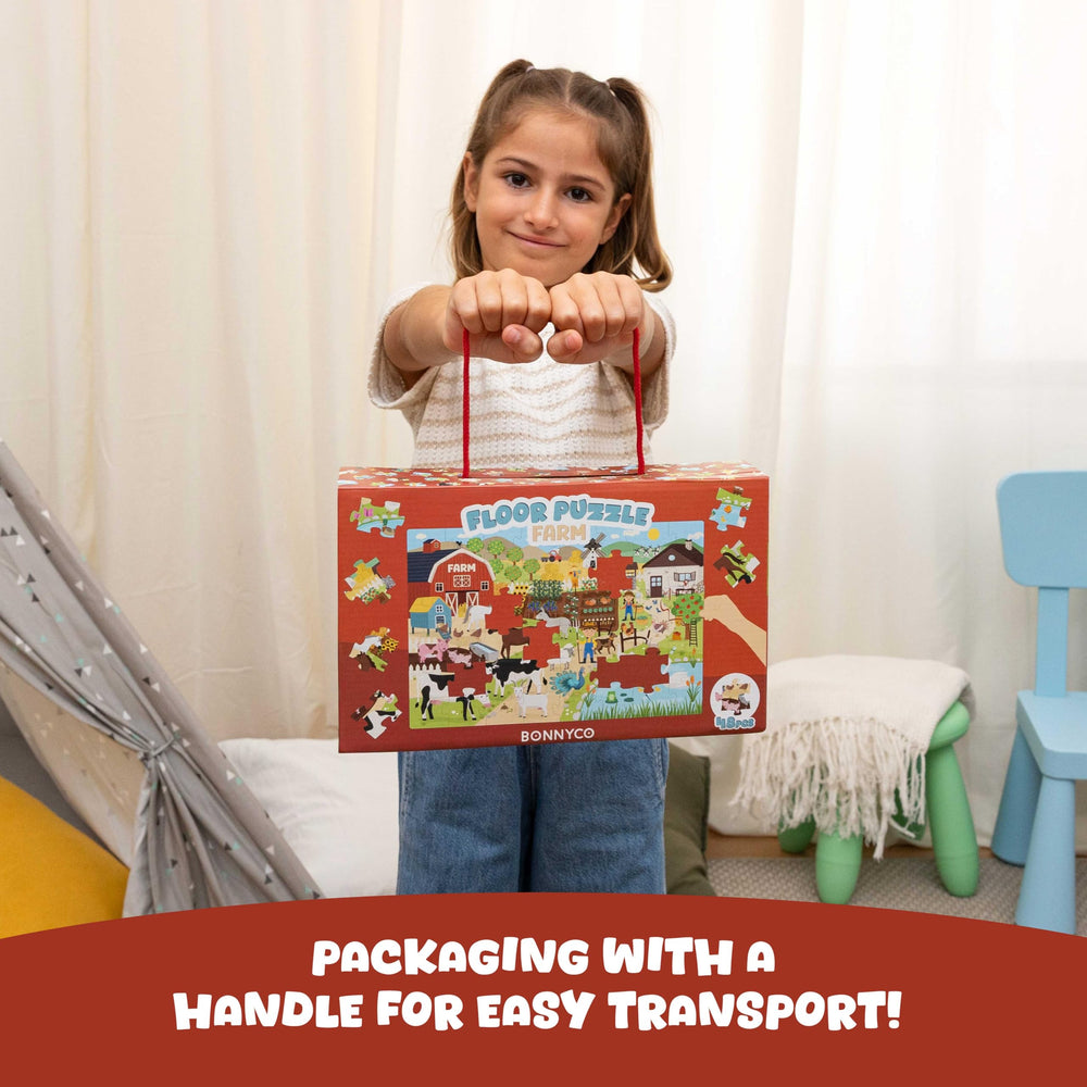 BONNYCO puzzle includes a carryable handle for easy transport.