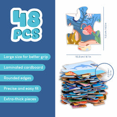 BONNYCO large-piece puzzle features dolphins and whales for engaging ocean discovery and fine motor practice.