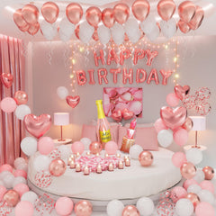 Bonropin pink rose-gold balloons pack adds a chic party vibe