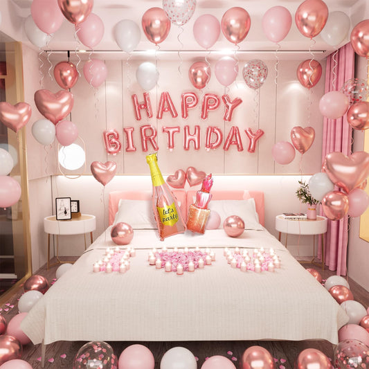 Bonropin rose gold birthday letters banner for chic wall decor