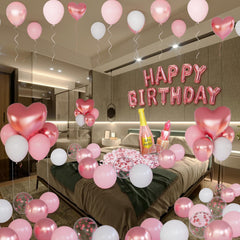 Bonropin happy birthday foil balloons in rose gold for room decor