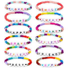 Bonuci 12 styles kids friendship bracelets with motivational words for everyday outfits