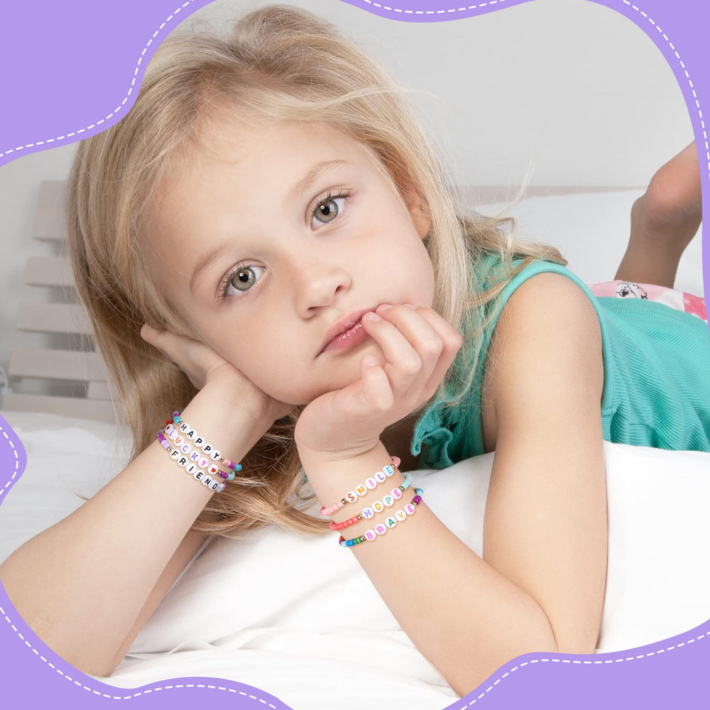 Bonuci elastic cord bracelets stretch to fit most girls comfortably