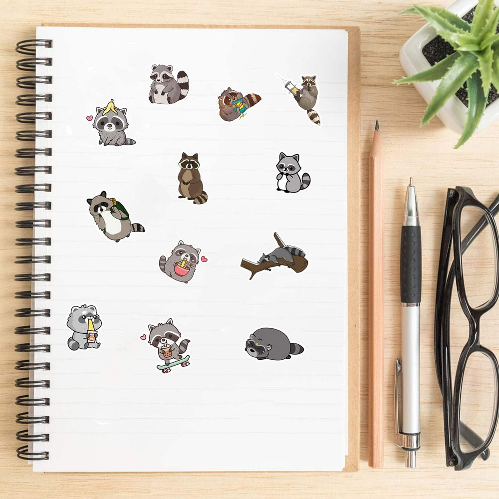 Booppyy raccoon stickers on a backpack for quick customization