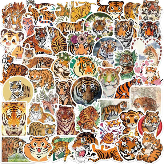 Booppyy tiger stickers pack collection for cute, durable decor on notebooks and bottles.