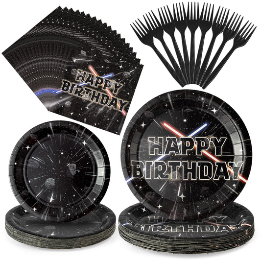 BOpusail galaxy dinner plates with space motif for sci-fi themed birthday meals